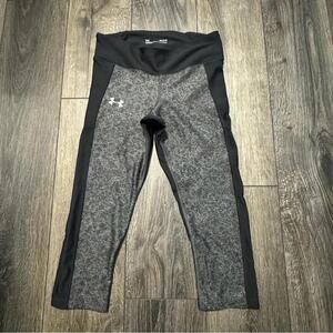 Under Armour HeatGear Compression Capri Leggings Black Grey Floral Print Medium